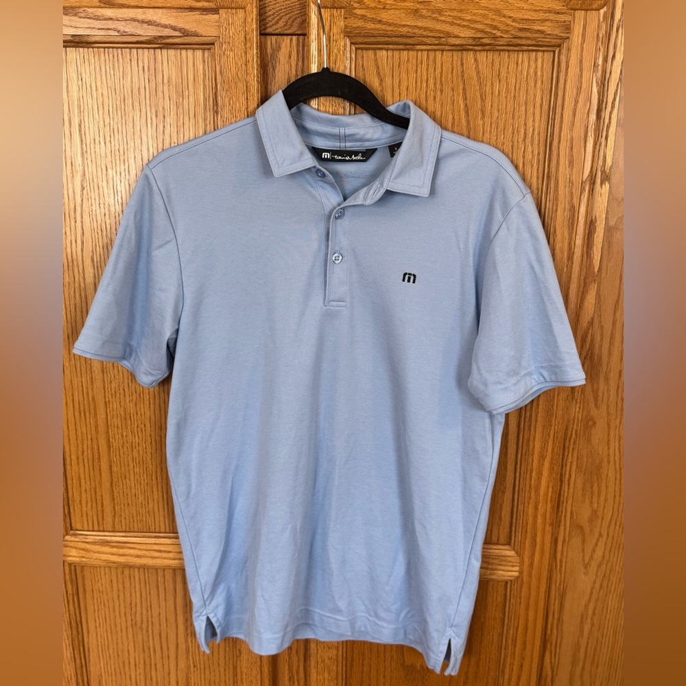 TravisMathew Mens Polo Shirt Size Small Blue Short Sleeve Golf Performance